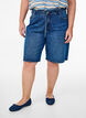 Straight fit denim shorts with tie belt, Blue, Model image number 3