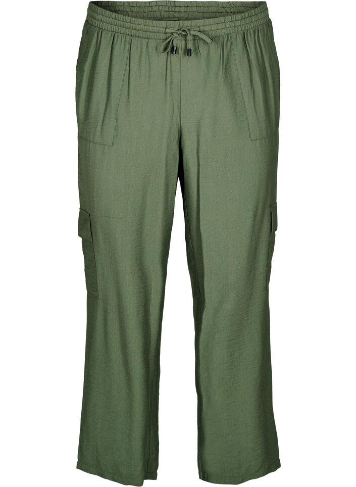High-waisted cargo trousers, Green, Packshot image number 0