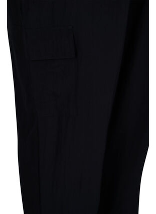 Loose cargo trousers in viscose, Black, Packshot image number 3