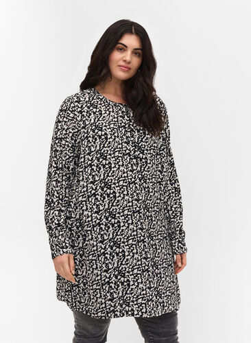 Viscose tunic with print, Ditsy AOP, Model image number 0