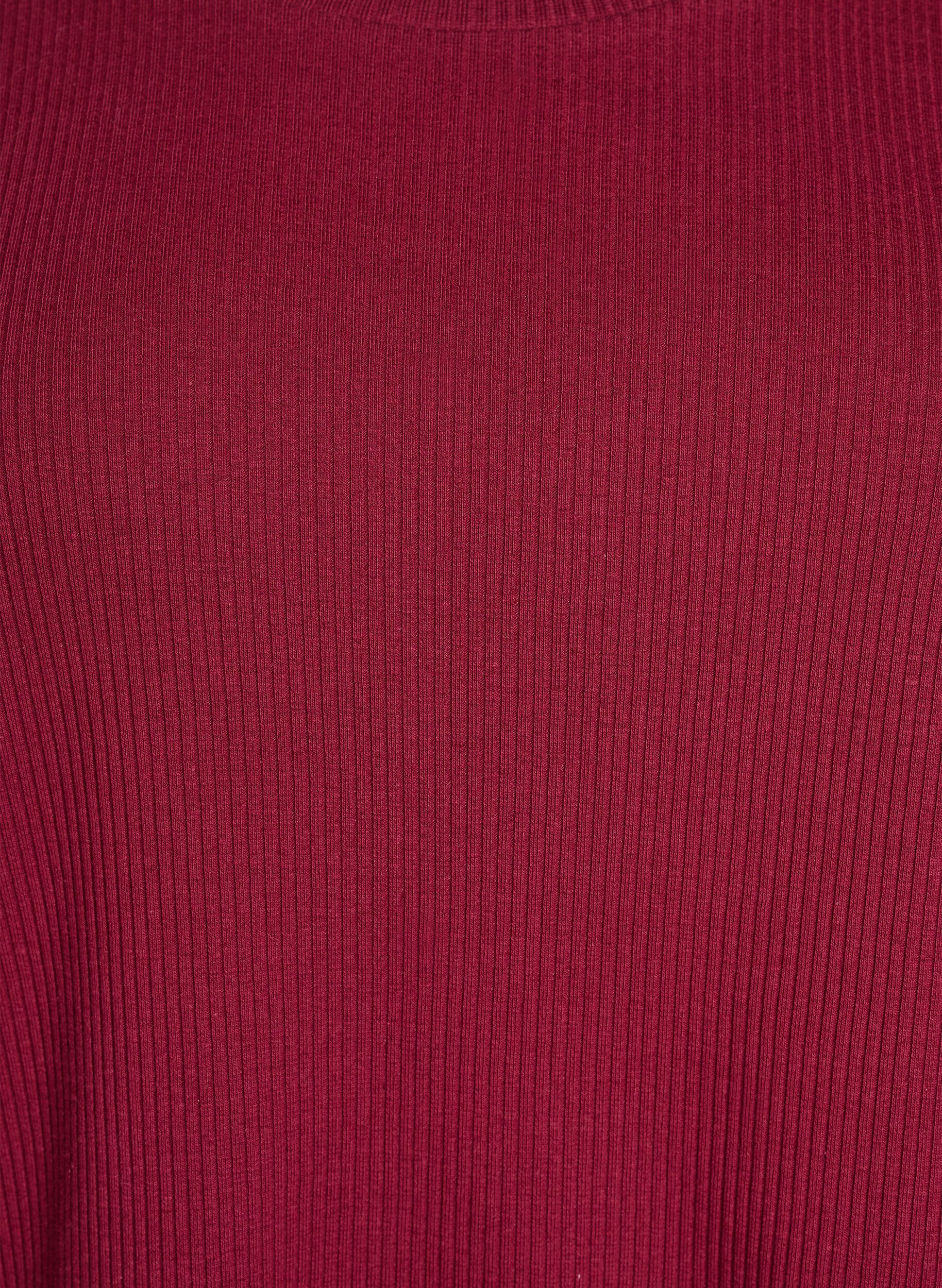 Zizzifashion Ribbed jersey blouse with short sleeves, Dark Bordeaux, Packshot image number 2