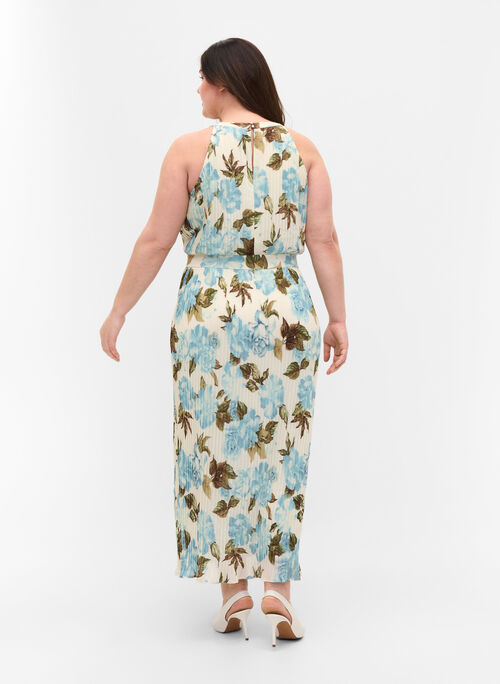 Floral maxi dress with pleats