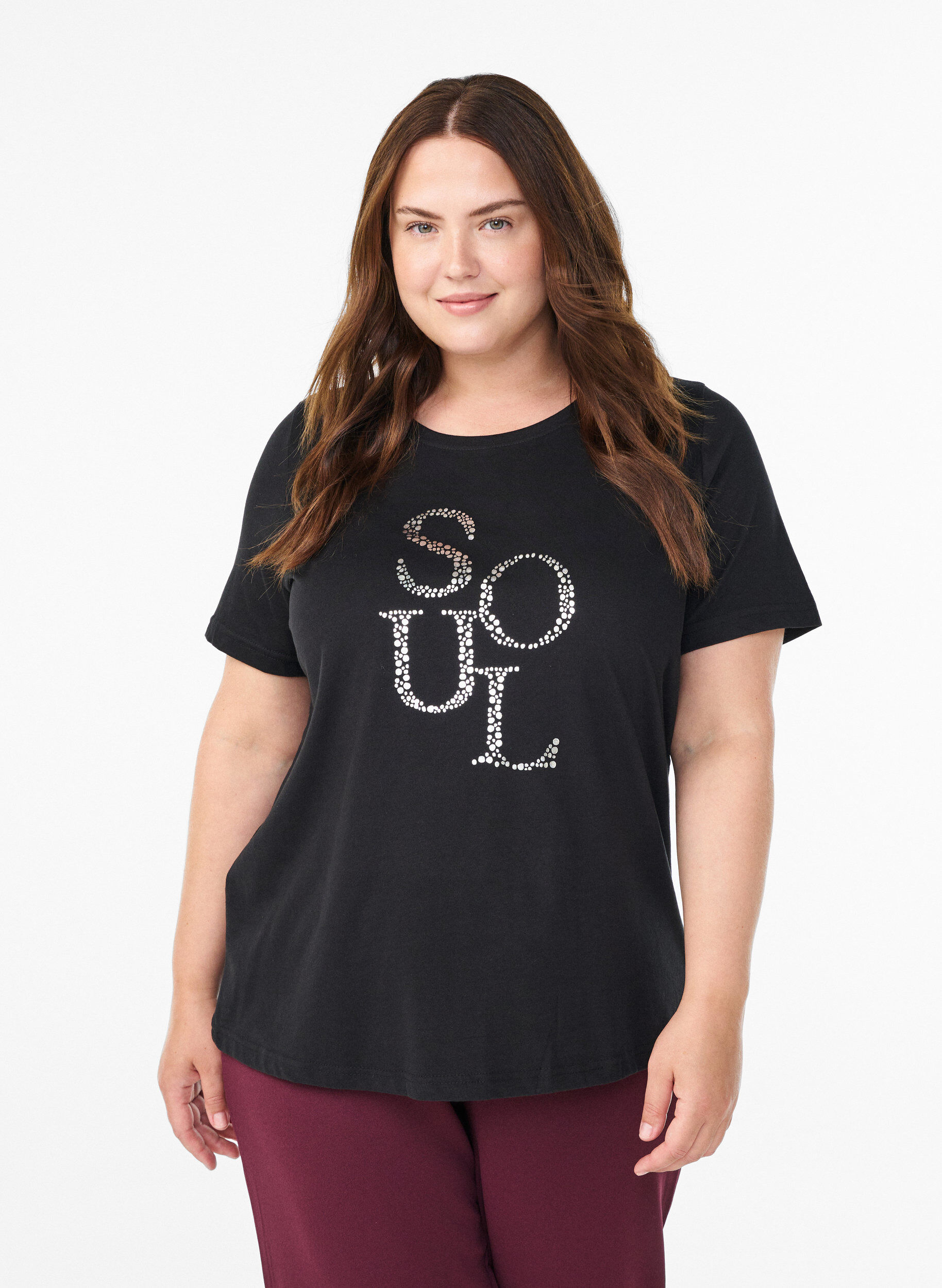 ZizzifashionT-shirt with motif, Black, Model image number 0