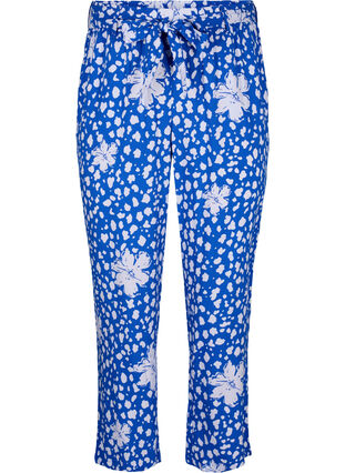 High-waisted viscose trousers, Nautical Bl.Wh.AOP, Packshot image number 0