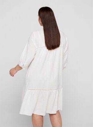 Cotton A-line dress, Bright White, Model image number 1