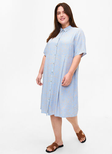 Viscose shirt dress with print, Small Dot AOP, Model image number 0