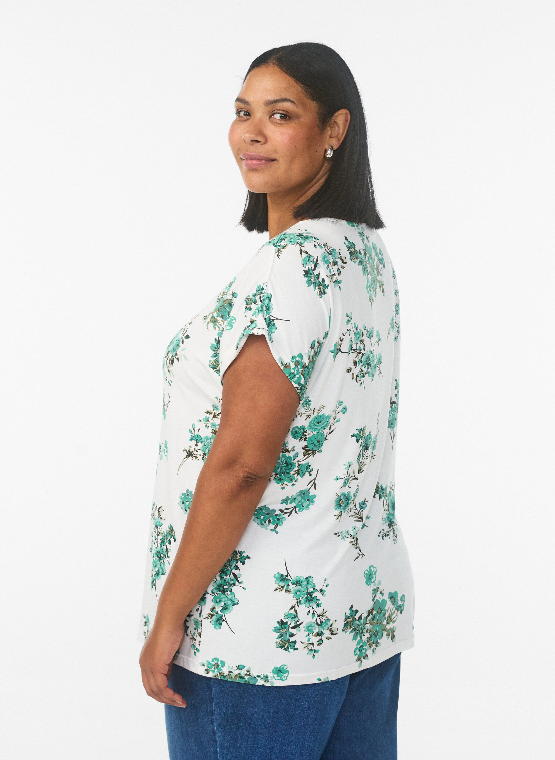 Zizzifashion T-shirt with floral print, White, Model image number 2