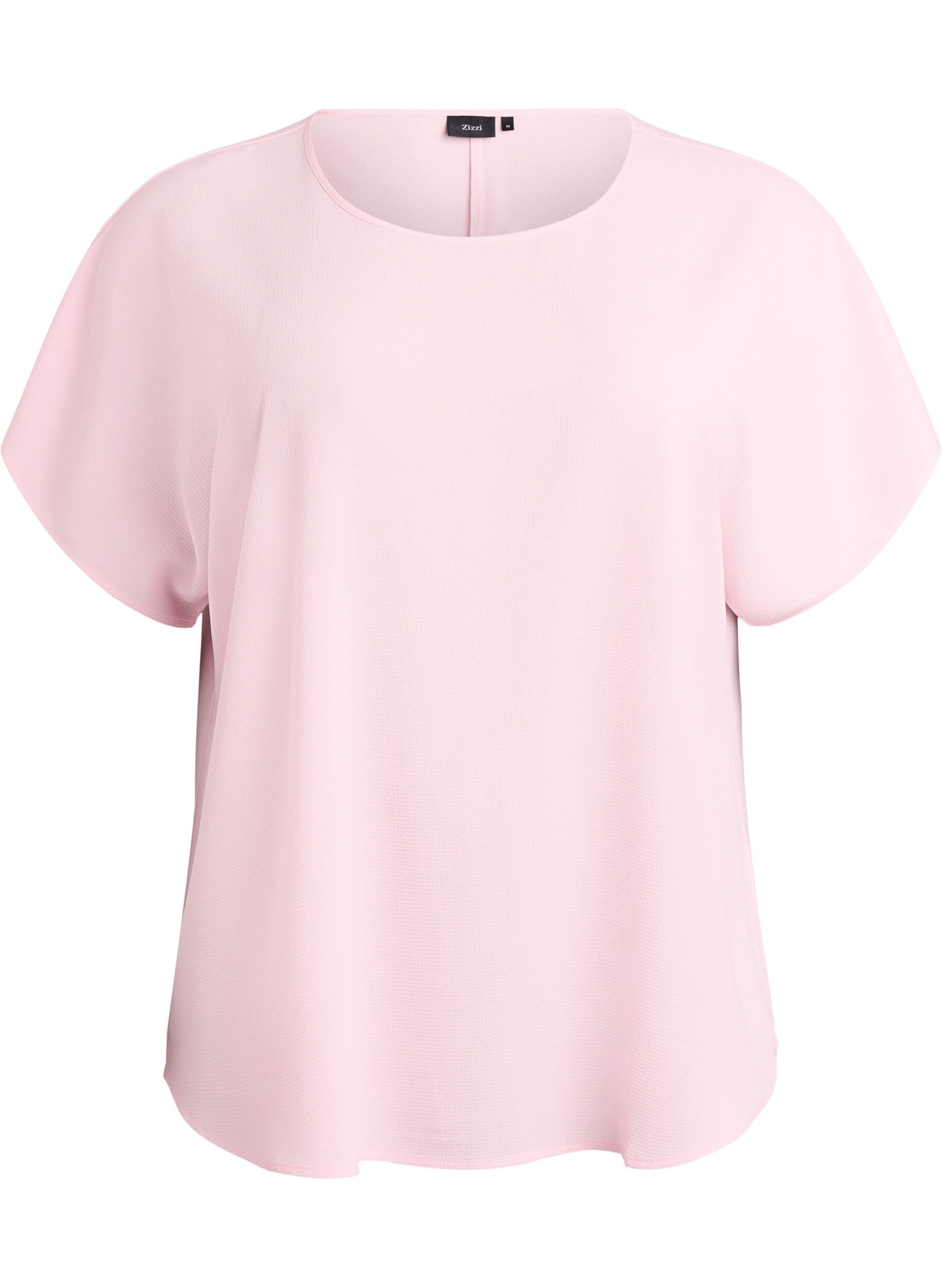 Blouse with short sleeves and a round neckline