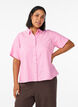 Short-sleeved shirt in linen and viscose, Pink, Model image number 0