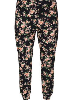 Cotton night trousers with floral print, Black Flower, Packshot image number 1