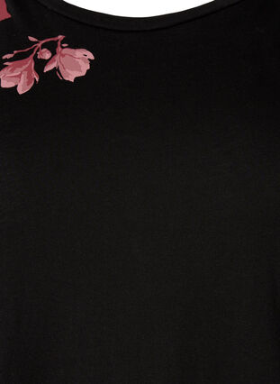 Cotton nightdress with floral print, Black, Packshot image number 2