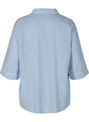 Striped nightshirt in cotton, White/Blue Stripe, Packshot image number 1