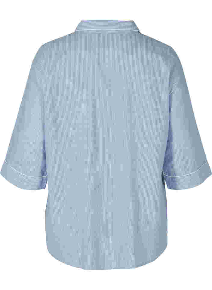 Striped nightshirt in cotton, White/Blue Stripe, Packshot image number 1
