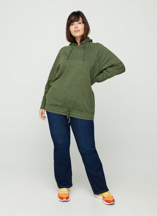 Sweatshirt with a drawstring hem, Rifle Green Mel., Model image number 2