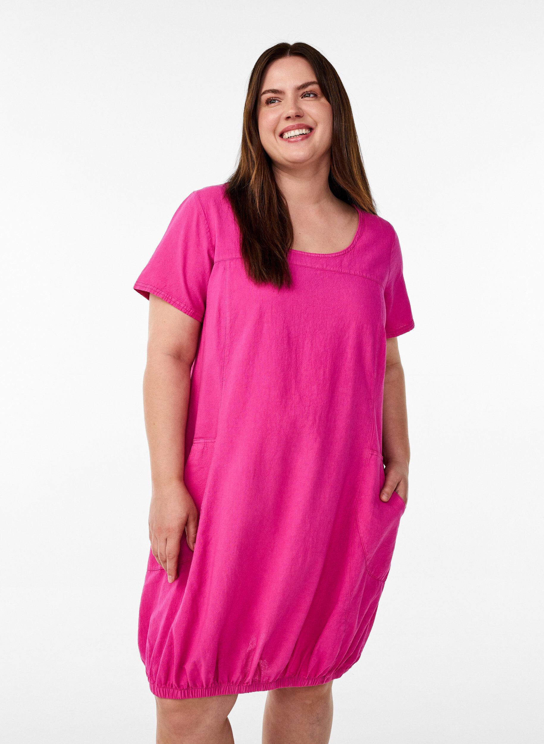 Zizzifashion Short sleeve cotton dress, Rose, Model image number 0