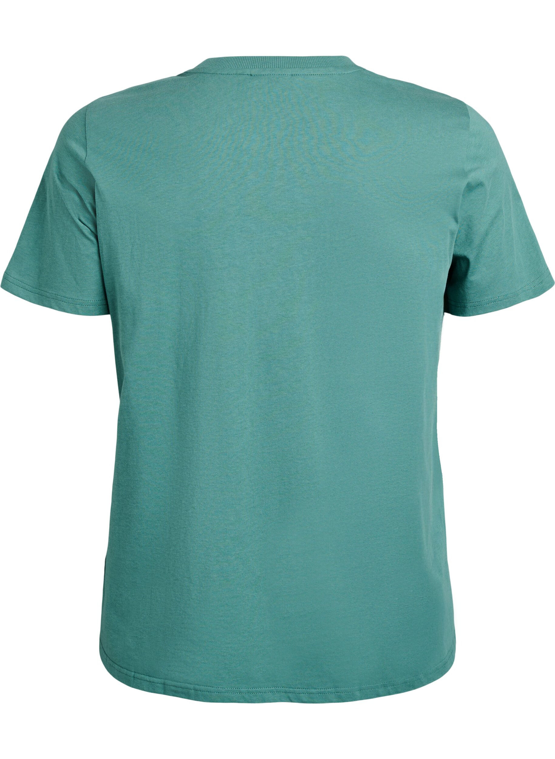 ZizzifashionBasic cotton t-shirt with a round neck, Green, Packshot image number 1
