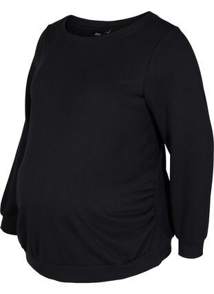 Maternity sweater with ribbed edges, Black, Packshot image number 0