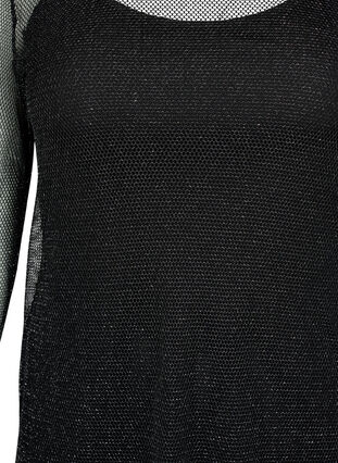 Net dress with long sleeves, Black w. Silver, Packshot image number 2