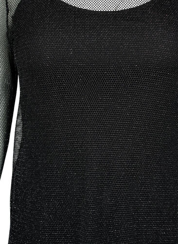 Net dress with long sleeves, Black w. Silver, Packshot image number 2