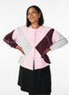 Cardigan with argyle pattern and round neck, Rose, Model image number 0