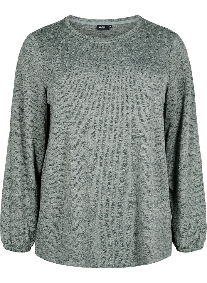FLASH - Jersey blouse with long sleeves, Green, Packshot image number 0