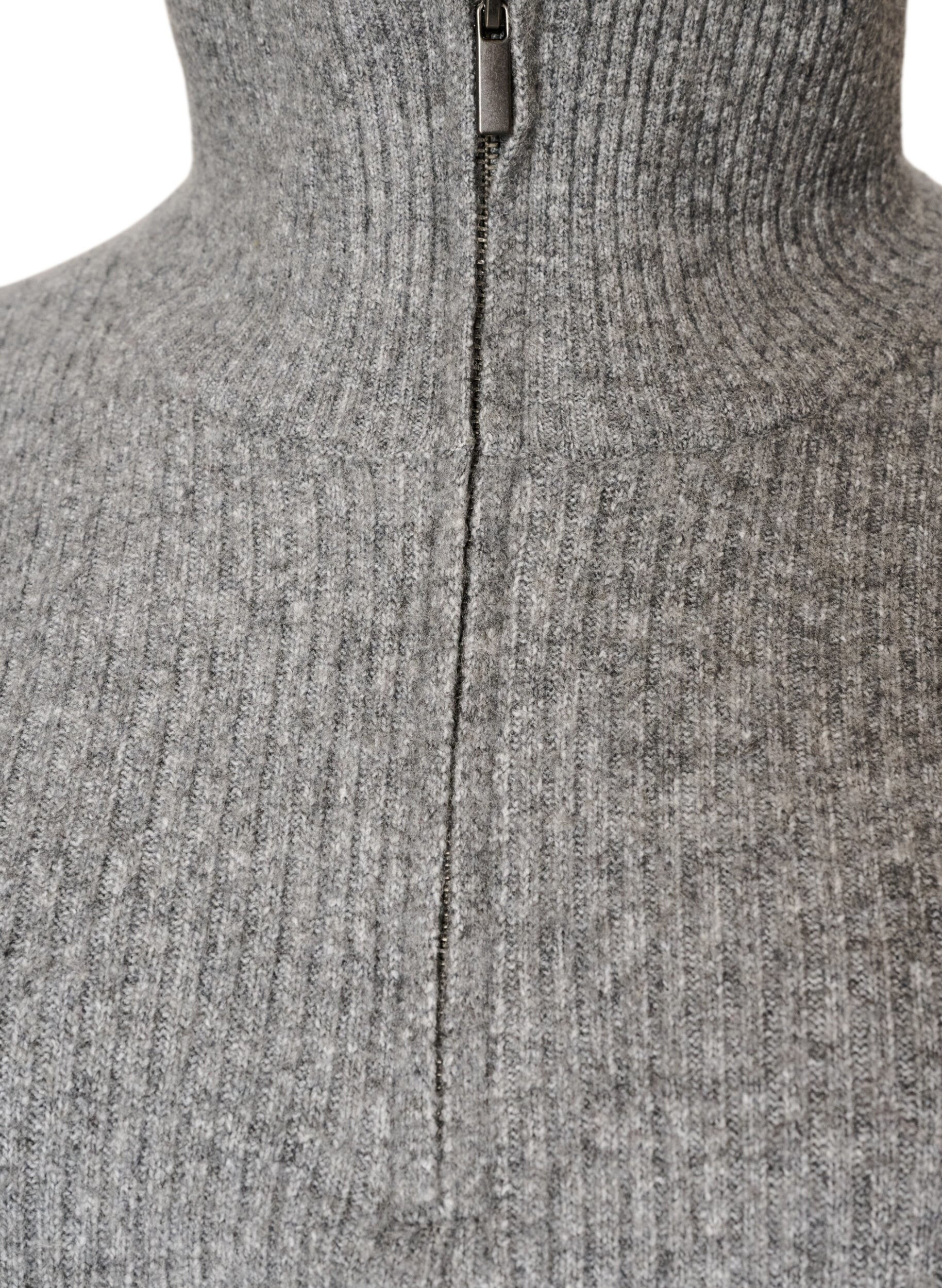 ZizzifashionKnitted vest with a high collar and short zip, Grey, Packshot image number 2