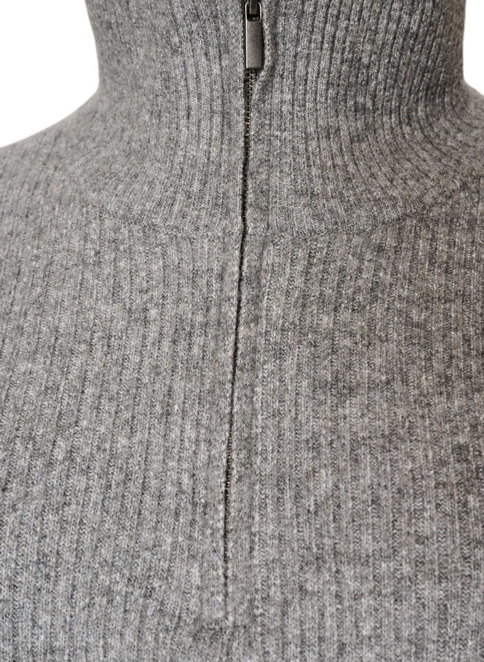 Knitted vest with a high collar and short zip, Grey, Packshot image number 2