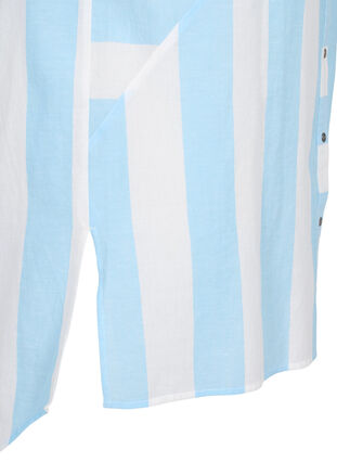 Striped cotton shirt with 3/4 sleeves, Blue Bell Stripe, Packshot image number 3