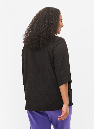 Top with high neckline and 3/4 sleeves, Black, Model image number 1
