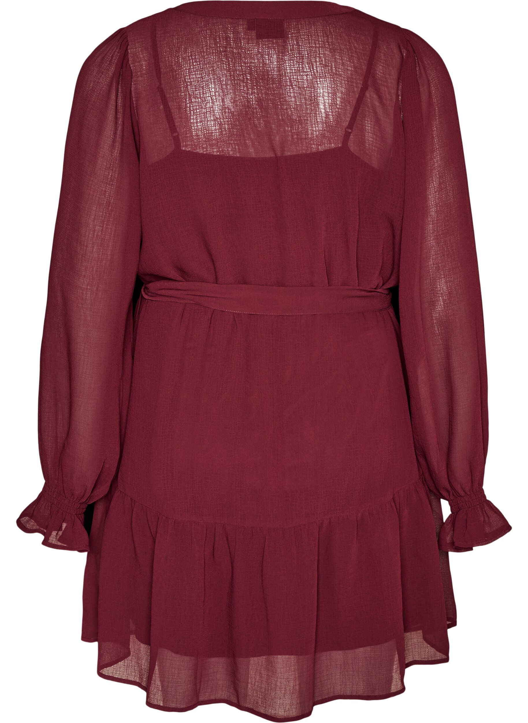 ZizzifashionDress in a lightweight woven fabric with ruffles and a tie-belt, Red, Packshot image number 1