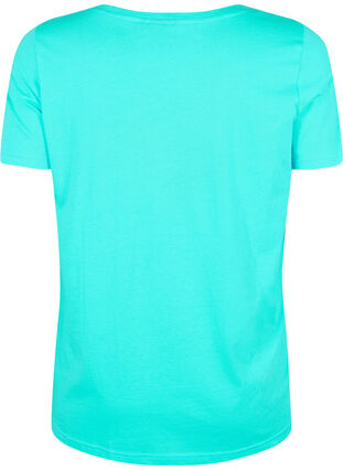 Cotton t-shirt with print, Turquoise SUN, Packshot image number 1