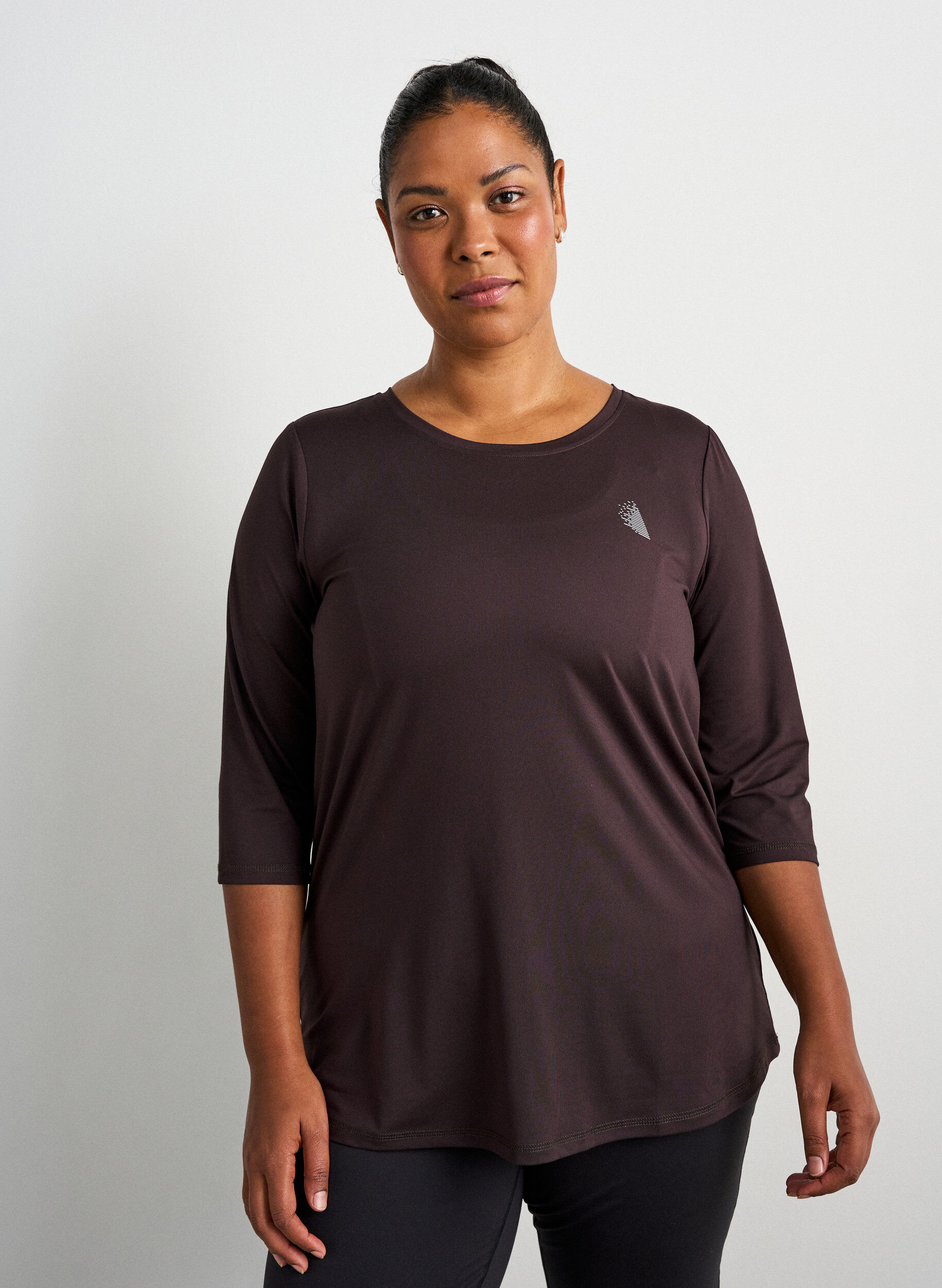 ZizzifashionSports top with 3/4 sleeves, Brown, Model image number 0