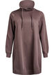 Short sweatshirt dress with high collar and pockets, Brown, Packshot image number 0