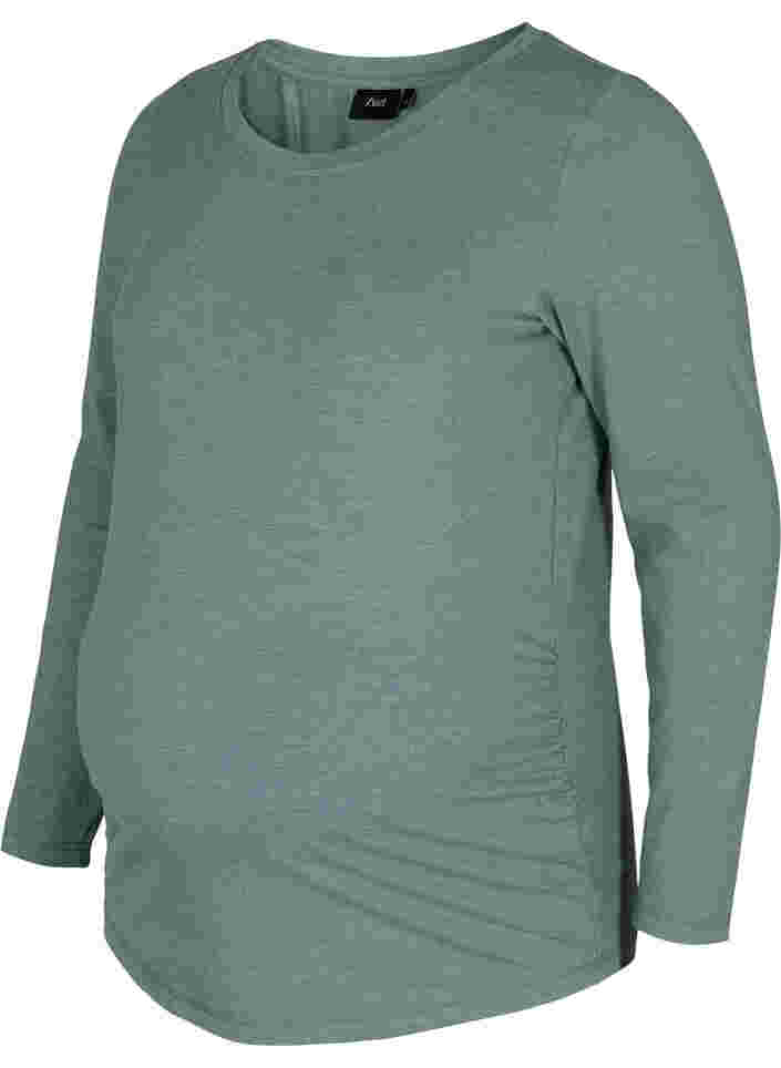 Basic maternity blouse with long sleeves, Silver Pine, Packshot image number 0
