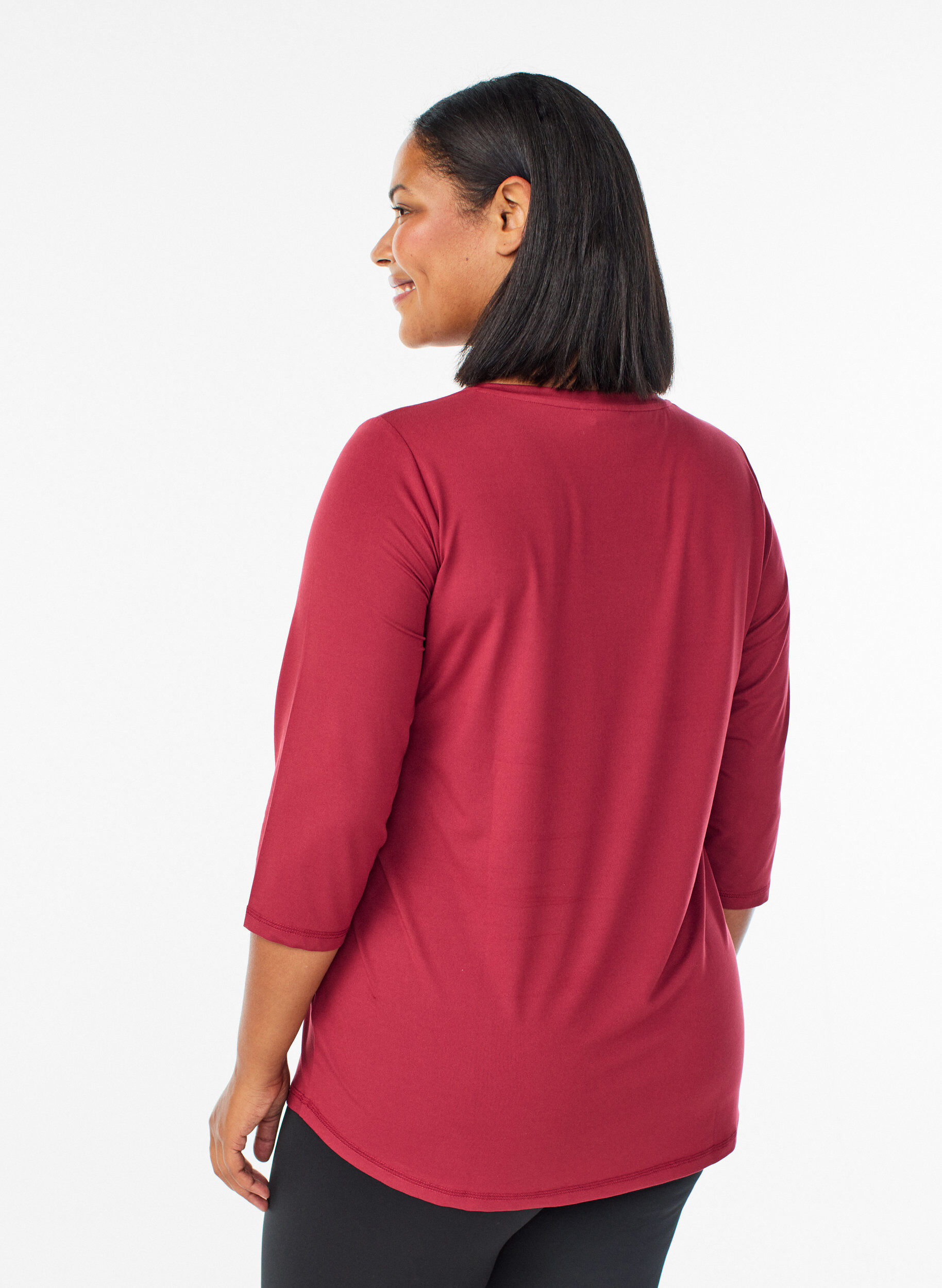 ZizzifashionWorkout top with 3/4 sleeves, Red, Model image number 2