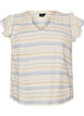 Sleeveless blouse with ruffles and patterned stripes, Vanilla, Packshot image number 0