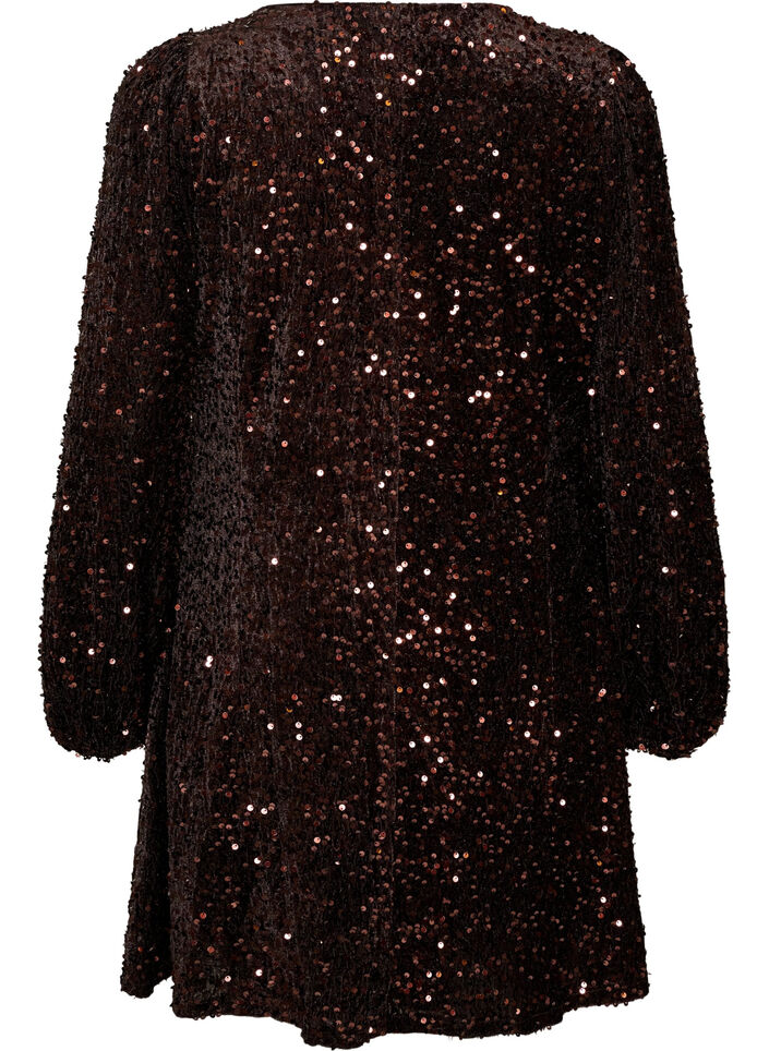 Short sequin dress with an A-line shape, Brown, Packshot image number 1