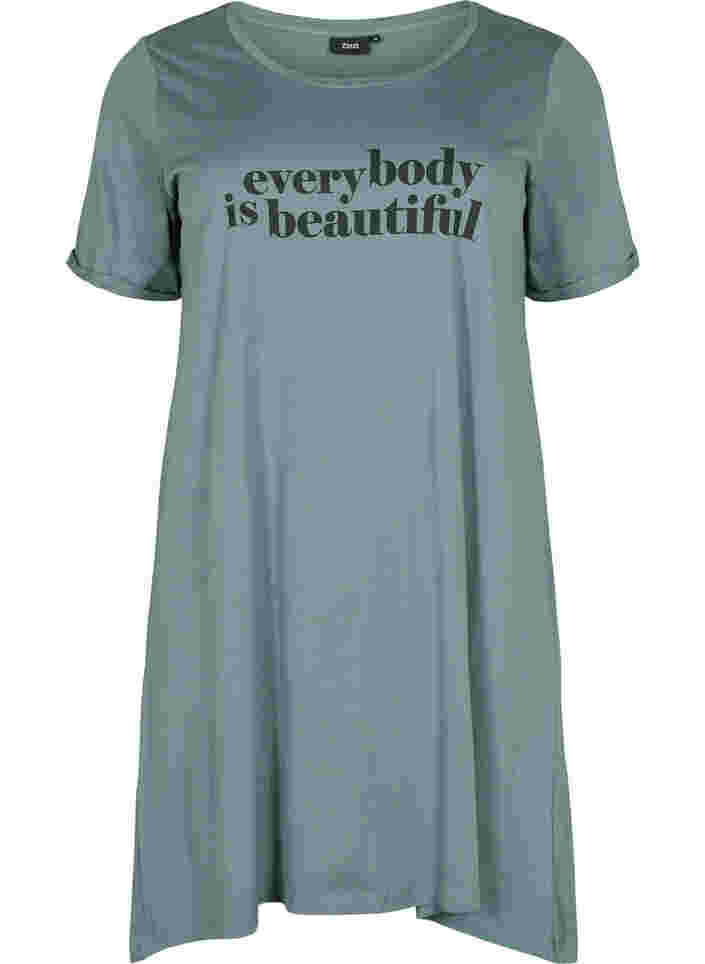 Short sleeved cotton nightdress with print, Balsam W. Everybody, Packshot image number 0