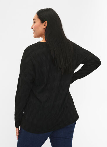FLASH - Long sleeve blouse with structure, Black, Model image number 1