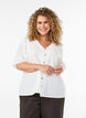 Short-sleeved cotton shirt with a V-neck, White, Model image number 0