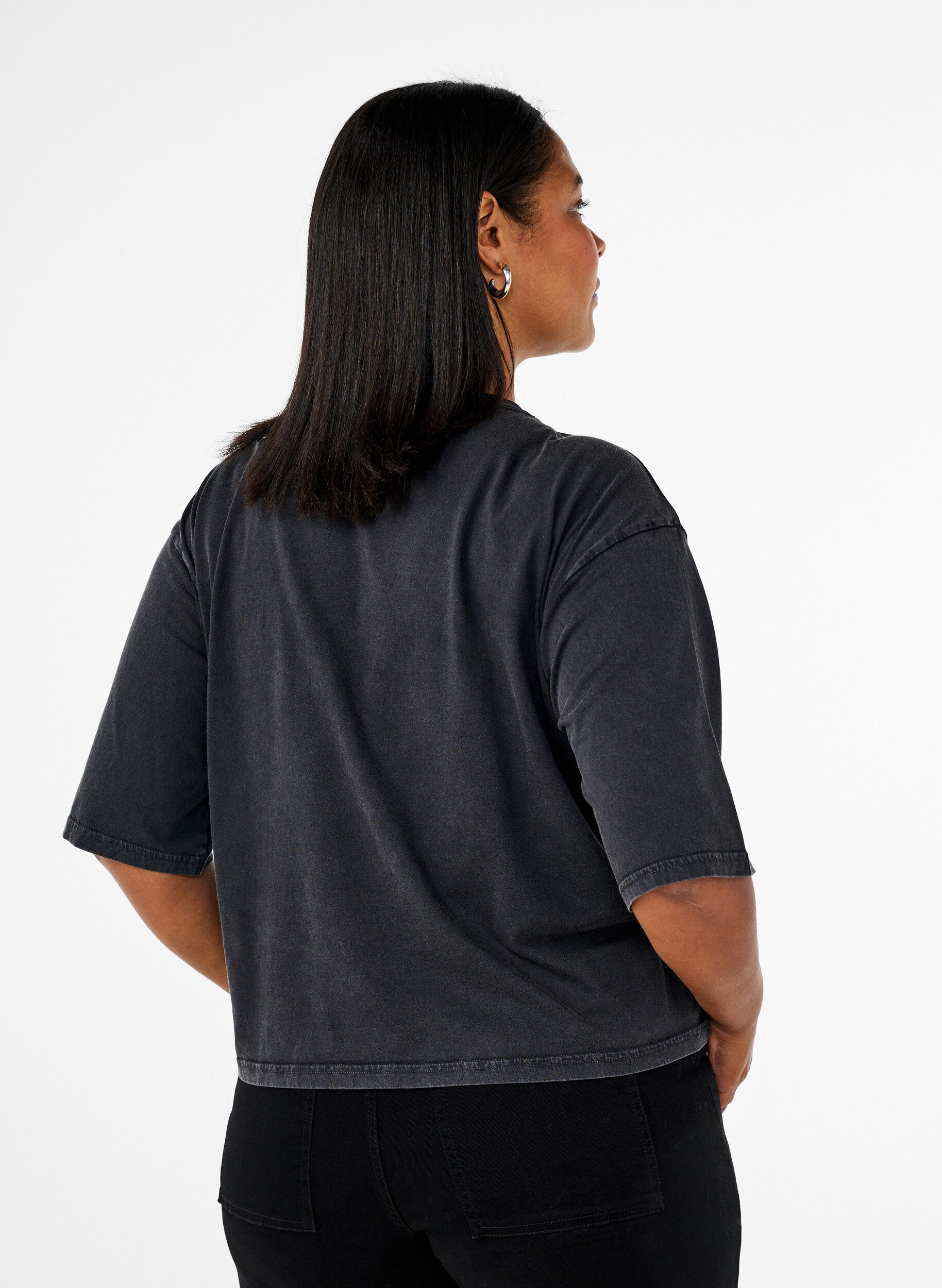 Zizzifashion Boxy T-shirt in organic cotton, Grey, Model image number 2