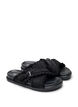 Wide fit - Sandal with criss-cross straps and ruffle edges, Black, Packshot image number 1