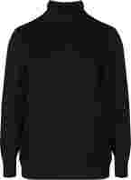 Viscose knit blouse with turtleneck, Black, Packshot