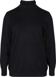 Viscose knit blouse with turtleneck, Black, Packshot