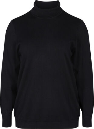 Viscose knit blouse with turtleneck, Black, Packshot image number 0