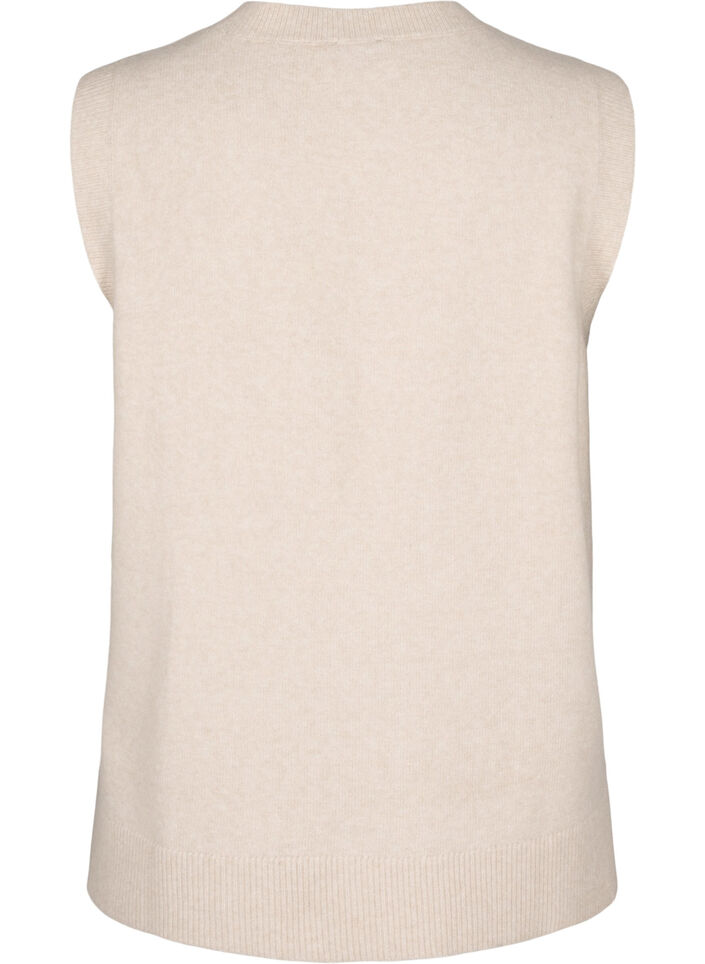 Knitted vest with ribbed edge, Pumice Stone Mel., Packshot image number 1