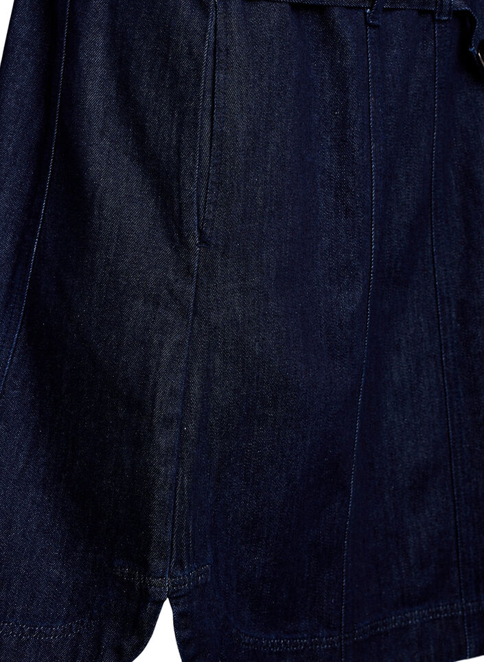 Denim dress with belt and 3/4-sleeves, Blue, Packshot image number 4