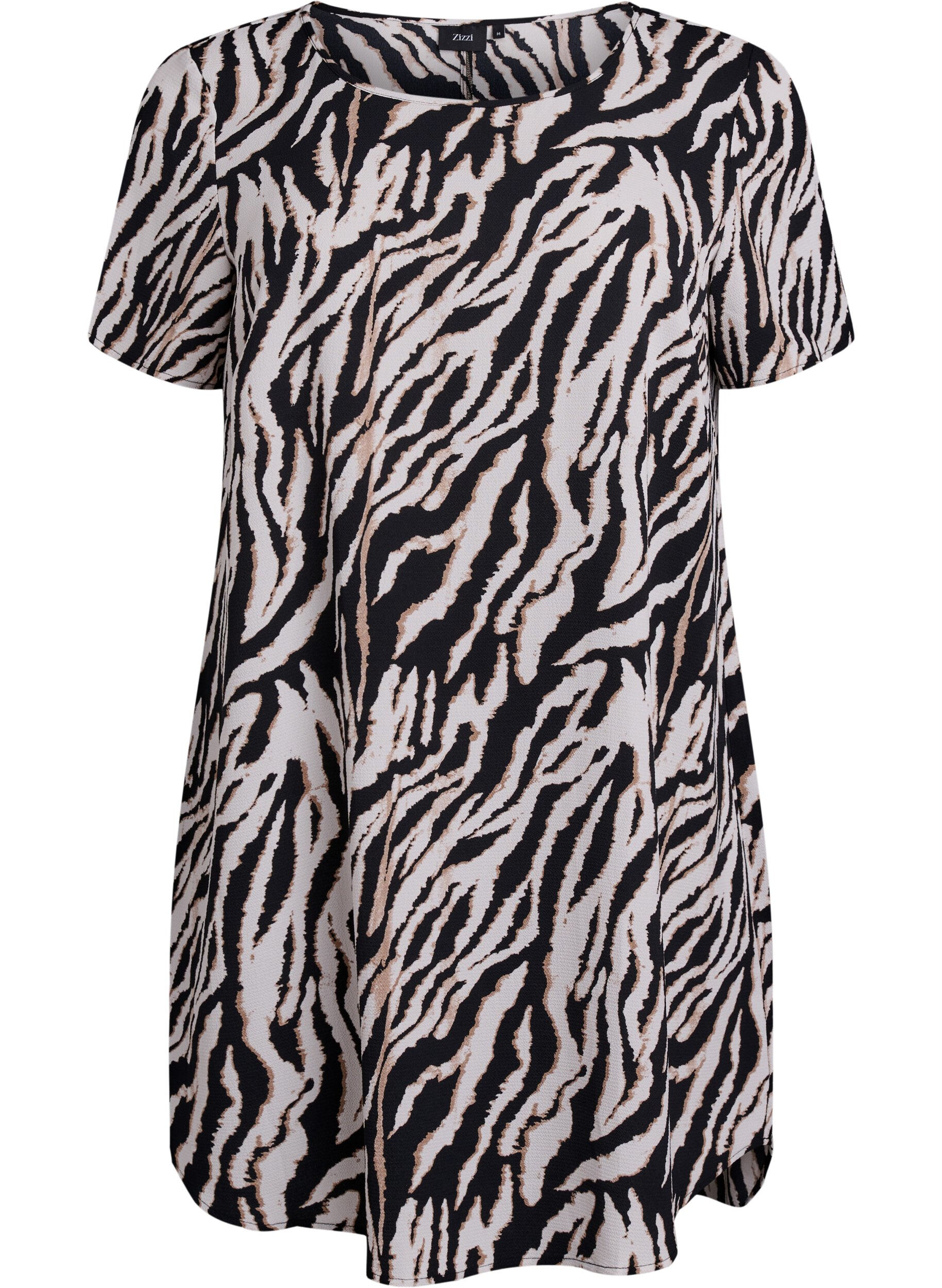 Zizzifashion Dress with print and short sleeves, Black, Packshot image number 0