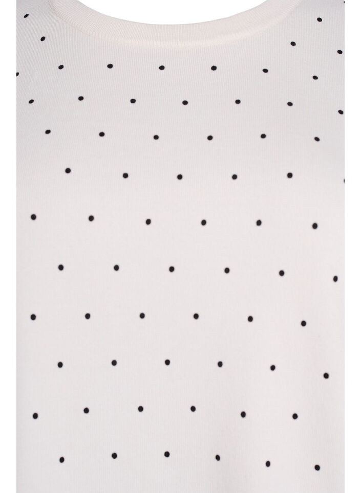 Knitted top with polka dot pattern and short sleeves, White, Packshot image number 2