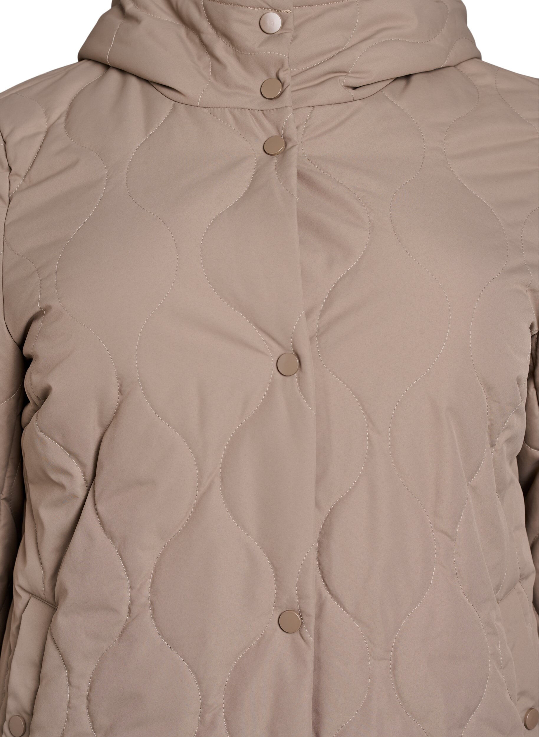 Zizzifashion Mid-length quilted jacket with a hood, Brown, Packshot image number 2